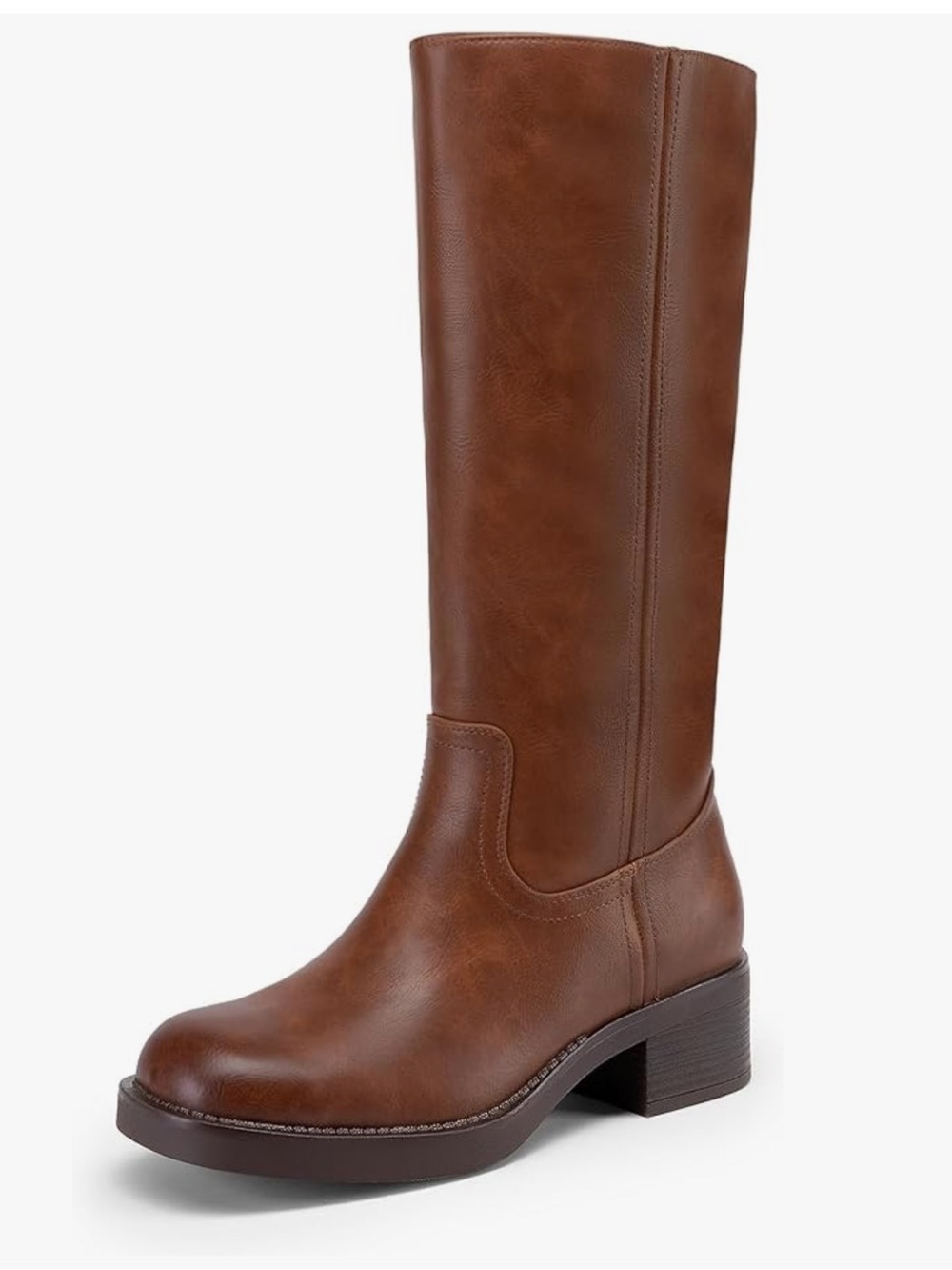 DREAM PAIRS Women's Square Toe Platform Chunky Block Heel Knee High Riding Boots